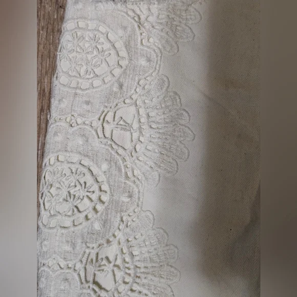 $465 Ramy Brook Women's LENNOX Denim & Lace Midi Skirt In Ivory Size 6 $395 HTF